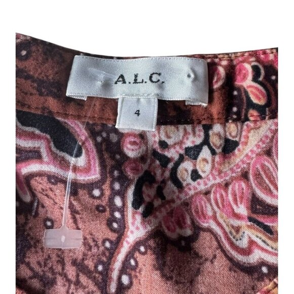 A.L.C.  Women's Sz 4 Cognac and Coral Paisley Marci Blouse - Picture 4 of 8